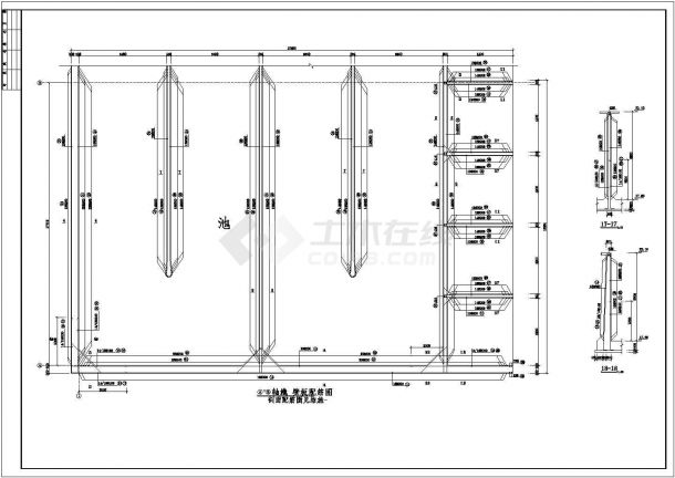 某A2O工艺污水处理厂图纸曝气池CAD环保构造设计图-图二