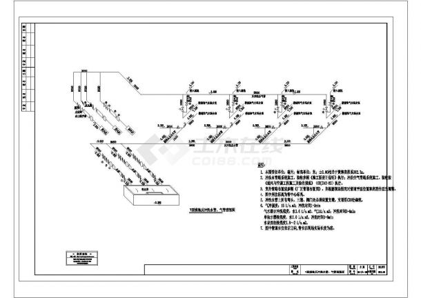 [重庆]生态工业园自来水厂工艺V型滤池CAD环保施工图纸-图二