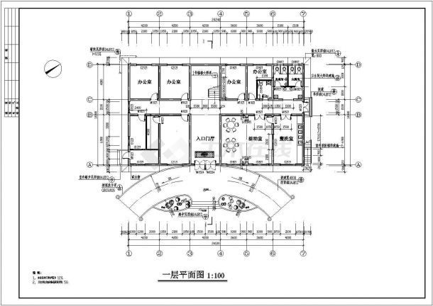 某公司办公楼建筑设计全套CAD图-图二