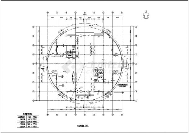 无锡市某居住区3960平米3+1层框架结构业主会所平立面设计CAD图纸-图二