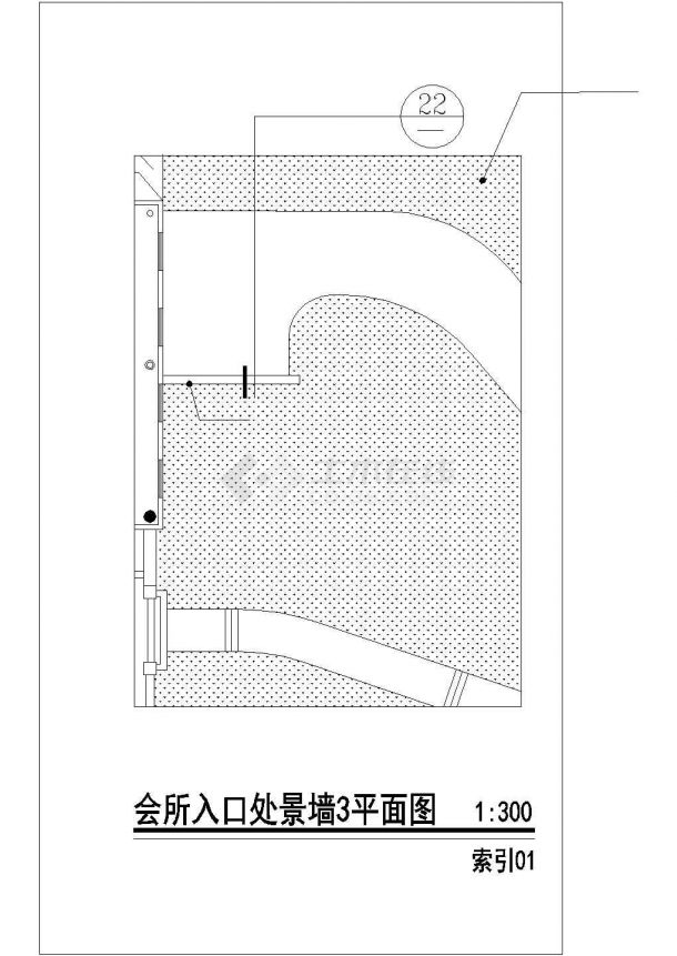 上海市某星级酒店内部娱乐会所入口景墙全套设计CAD图纸-图一