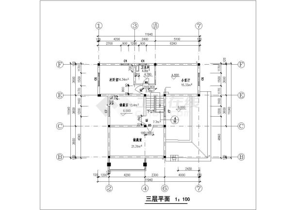 占地88平米3层砖混结构乡村住宅楼全套建筑设计CAD图纸-图二