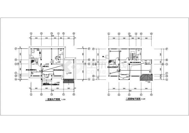 孝感市某村镇3层混合结构乡村住宅楼电气系统设计CAD图纸-图二