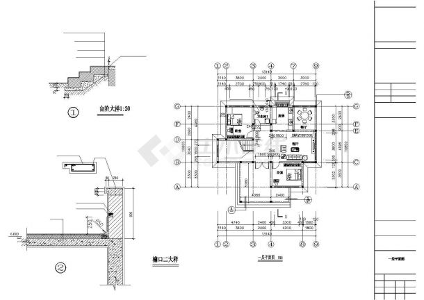 占地141平米2层混合结构独栋乡村别墅平立剖面设计CAD图纸-图二