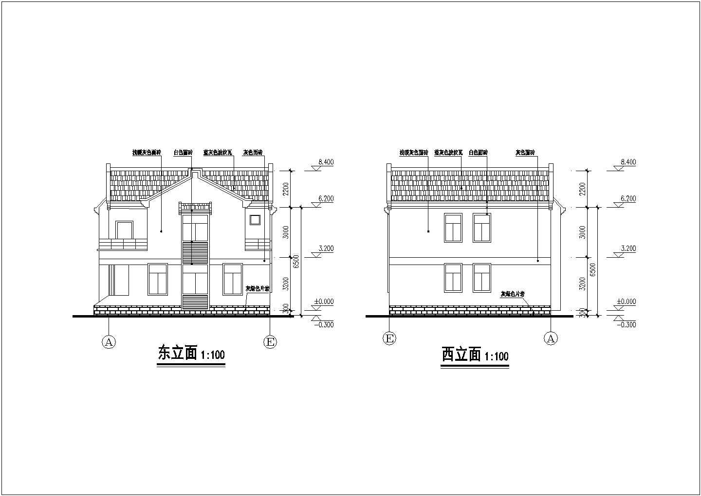 160平米2层砖混结构乡村住宅楼全套平立剖面设计CAD图纸