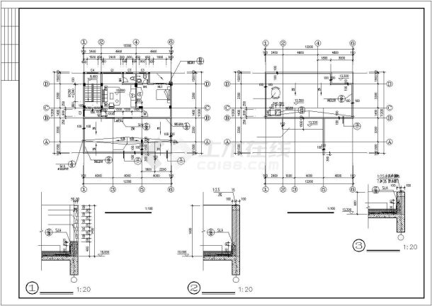 某大型3+1层钢混框架结构独栋别墅全套建筑设计CAD图纸-图一