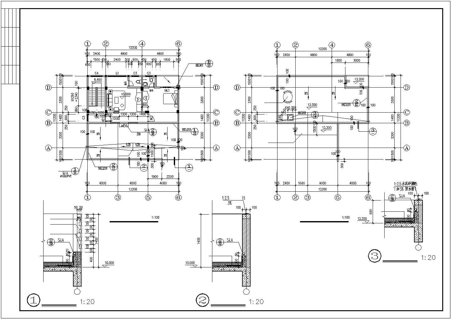 某大型3+1层钢混框架结构独栋别墅全套建筑设计CAD图纸