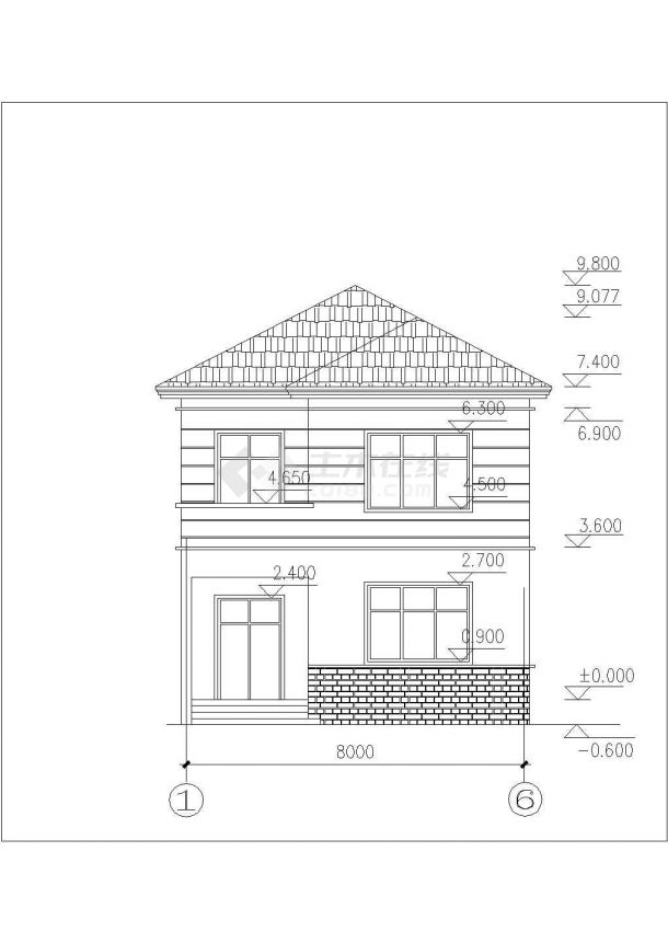 180平米3层砖混结构独栋乡村住宅楼建筑+结构设计CAD图纸（含阁楼）-图一