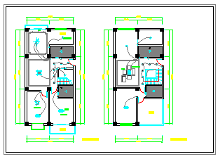 某复式户型住宅楼室内家居装修cad设计图