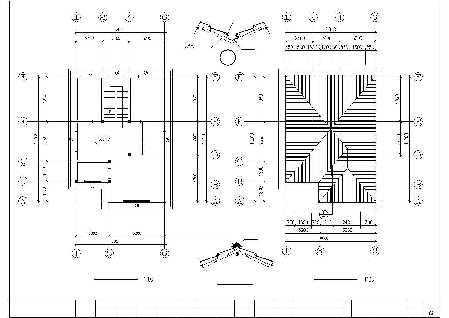 237平米3层砖混结构农村自建楼建筑+结构设计CAD图纸（含阁楼）