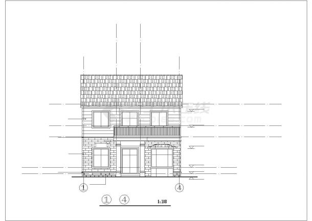 占地100平米2层砖混结构独栋别墅建筑结构设计CAD图纸-图一