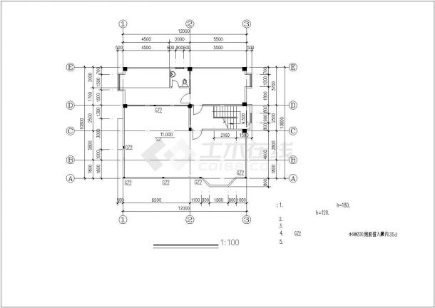 沈阳某村镇某中型4层框架结构农村自建楼全套建筑结构设计CAD图纸-图一