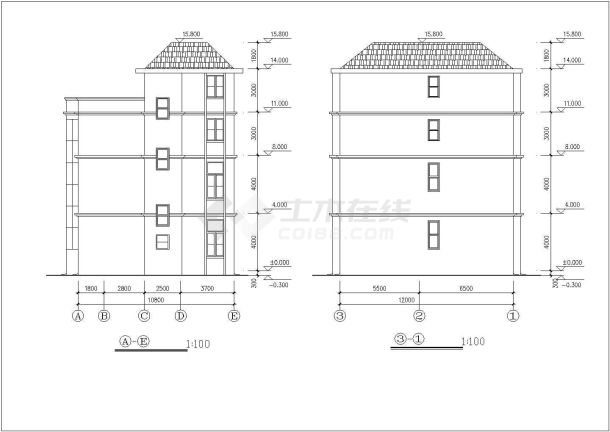 沈阳某村镇某中型4层框架结构农村自建楼全套建筑结构设计CAD图纸-图二