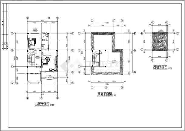 占地278平米2层砖混结构农村自建房平立面设计CAD图纸（含夹层和天面层）-图二