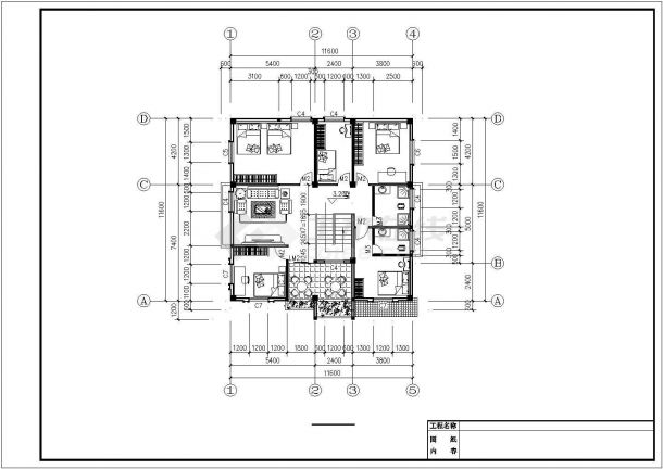 185平米2层砖混结构自建农村民居楼平立面设计CAD图纸-图一