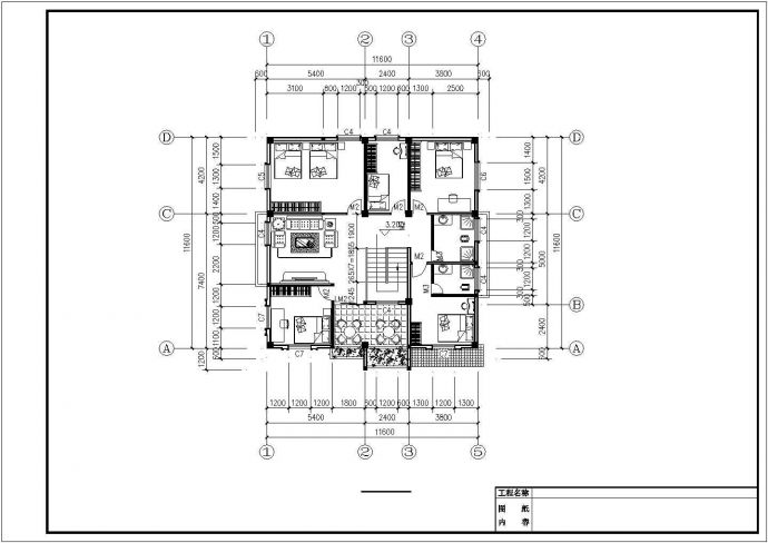 185平米2层砖混结构自建农村民居楼平立面设计CAD图纸_图1