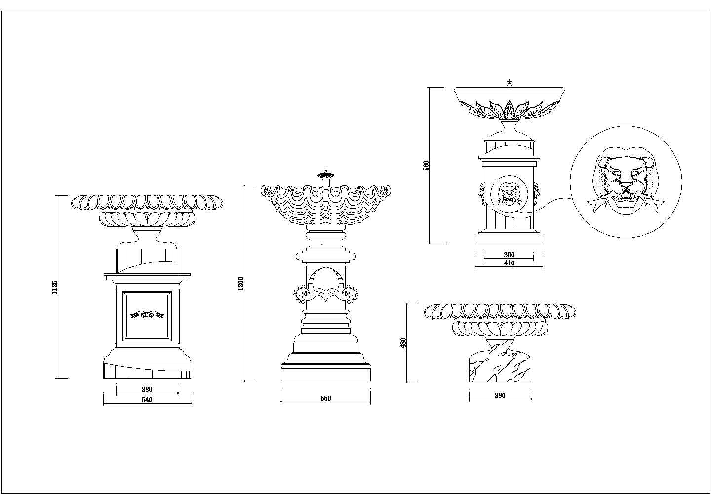 某喷泉建筑CAD设计完整构造图块