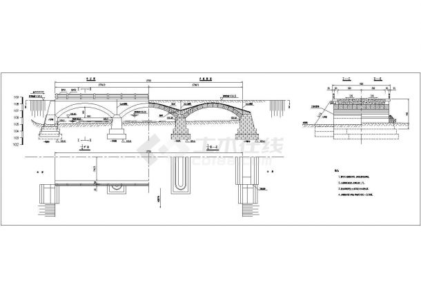 某石拱桥CAD详细节点完整构造图-图二