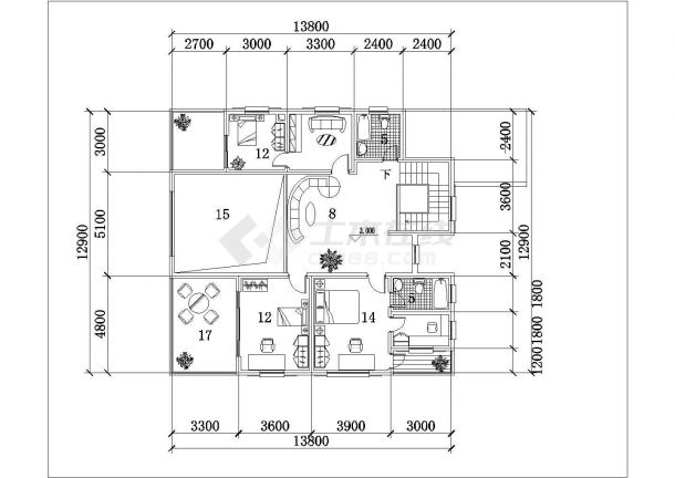 衢州某村镇273平米2层砖混结构单体别墅平立剖面设计CAD图纸-图一