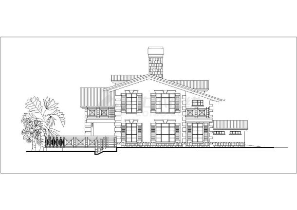 衢州某村镇273平米2层砖混结构单体别墅平立剖面设计CAD图纸-图二
