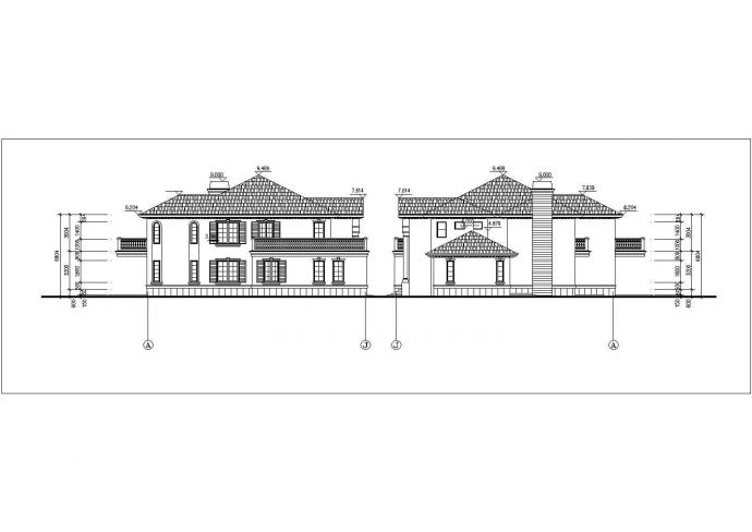 322平米2层框混结构新农村别墅楼平立剖面设计CAD图纸_图1