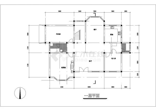 哈尔滨某村镇314平米2层框混结构高档乡村自建楼平立面设计CAD图纸-图二