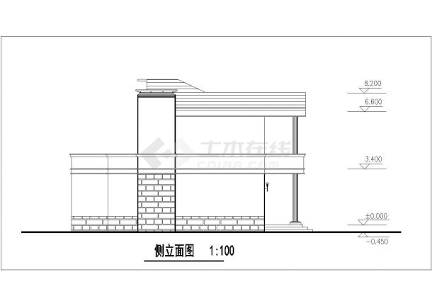 湘潭市某村镇2层砖混结构双拼别墅平立面设计CAD图纸（每户143平米）-图一