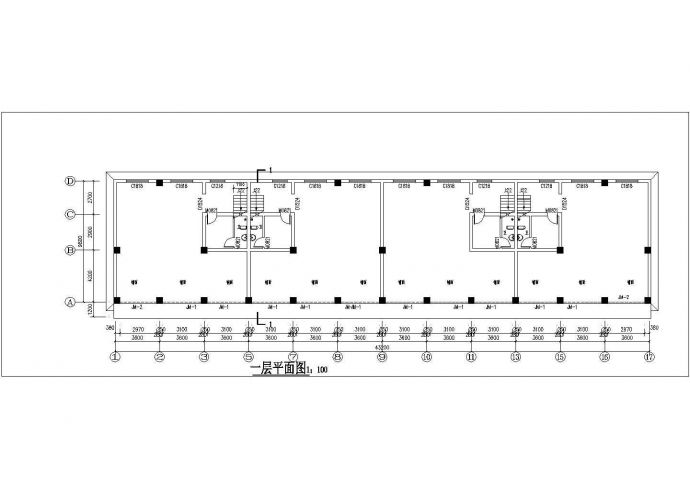 924平米2层砖混结构临街商住楼建筑设计CAD图纸（底层商铺）_图1