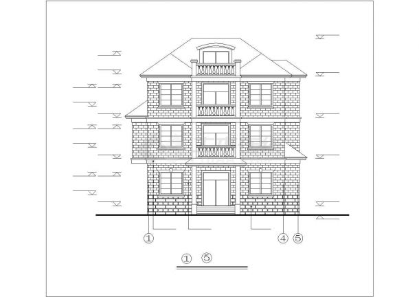 370平米4层混合结构自建乡村别墅平立剖面设计CAD图纸（含阁楼层）-图一