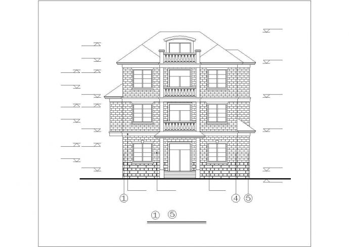 370平米4层混合结构自建乡村别墅平立剖面设计CAD图纸（含阁楼层）_图1