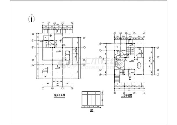 385平米3层框混结构自建农村别墅楼建筑设计CAD图纸（含阁楼层）-图二
