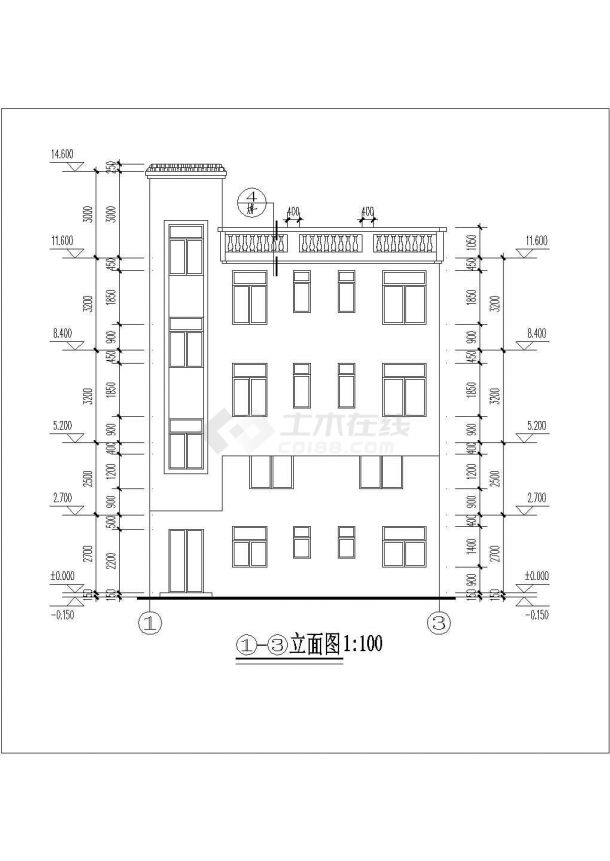 365平米3层砖混结构自建民居楼建筑设计CAD图纸（含夹层和天面层）-图一