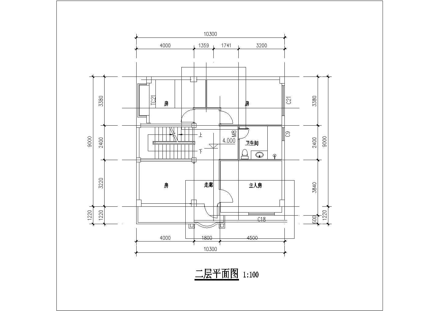 西安市龙巷新村290平米3层砖混结构农村自建楼平立剖面设计CAD图纸