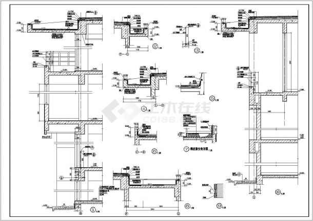 某节点详图及墙身剖面CAD构造节点设计图-图二