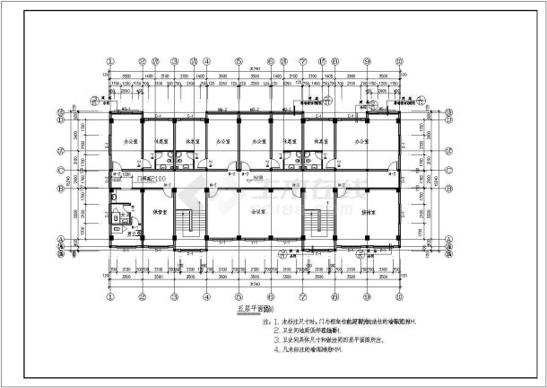 某地公司多层办公楼结构平面图