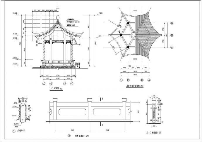 某亭子设计CAD详细节点完整施工图_图1