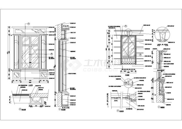 某西式窗CAD图完整构造施工设计图-图一