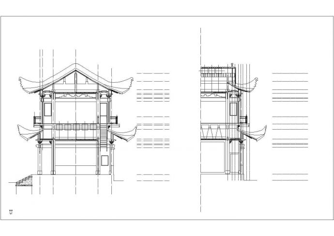 某大观楼东西阁剖面图CAD完整节点设计图_图1