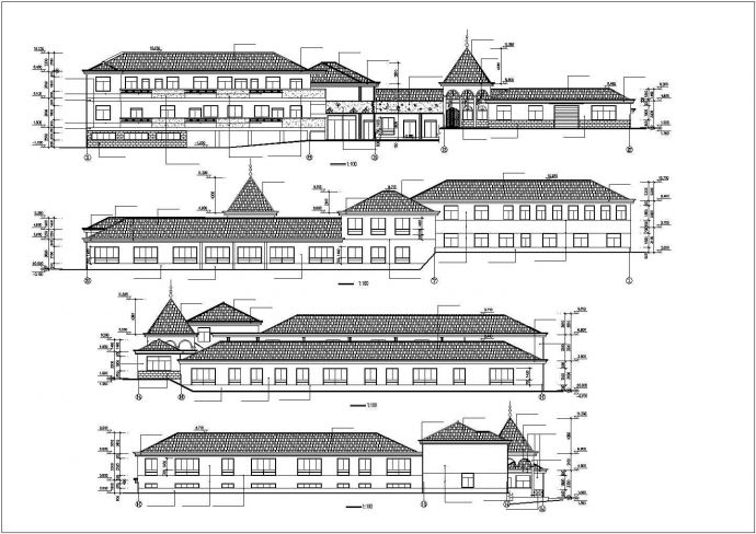 开封市人民路1570平米2层框混结构幼儿园平立剖面设计CAD图纸_图1