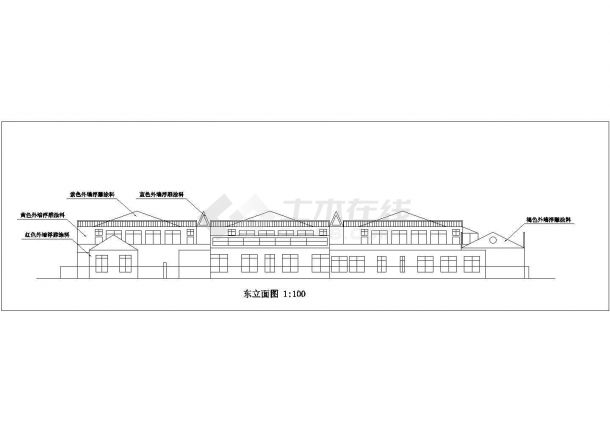 西宁市长南路1630平米2层框混结构私立幼儿园平立剖面设计CAD图纸-图一
