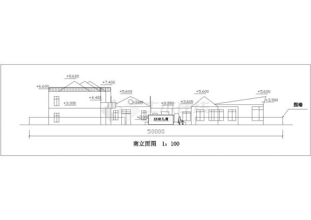 西宁市长南路1630平米2层框混结构私立幼儿园平立剖面设计CAD图纸-图二