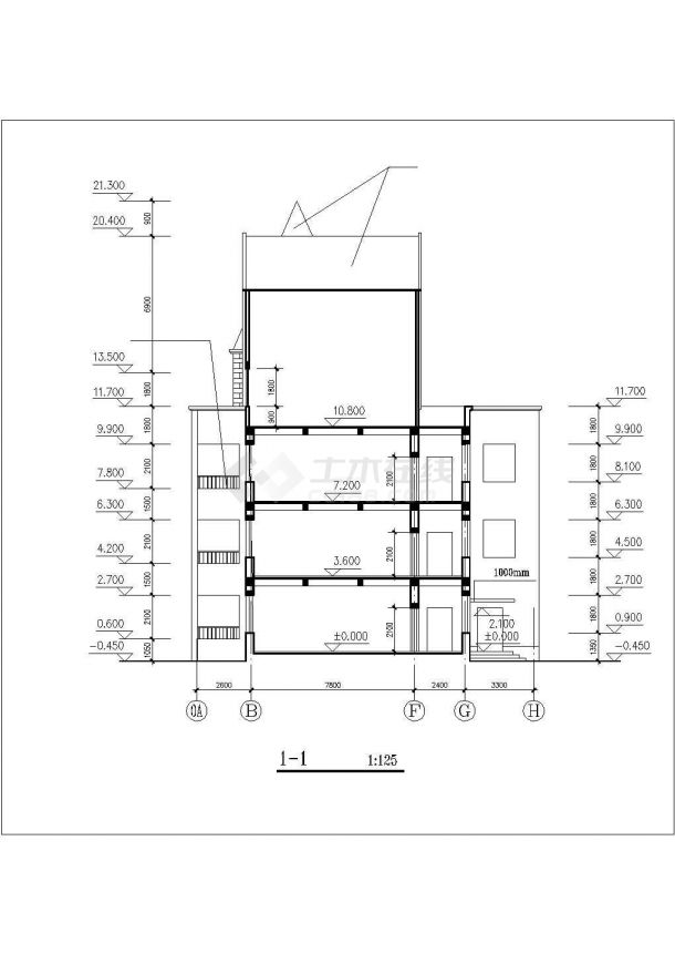 承德市某现代化小区2500平米3层框架幼儿园平立剖面设计CAD图纸-图二