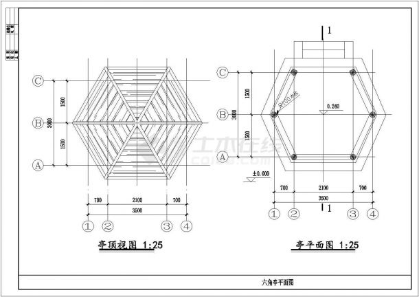 某六角亭CAD详细完整构造设计图-图一