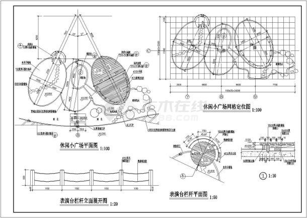 某休闲小广场CAD设计建筑构造施工图-图一