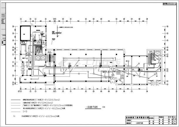 某雅柏大厦平面图消防CAD电气完整节点设计图-图一