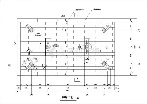 某单层石木结构公园入口牌坊设计cad全套施工图（含设计说明）-图二