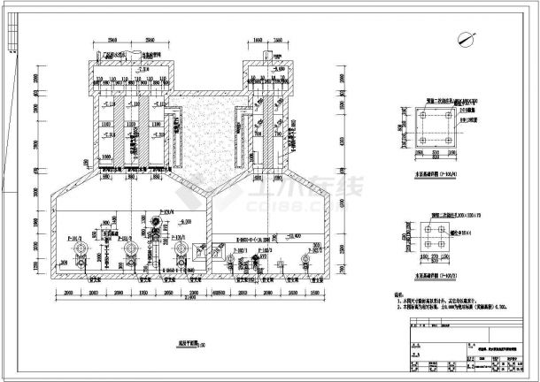 [浙江]某污水处理厂CAD环保设计施工工艺图粗格栅进水泵房-图二