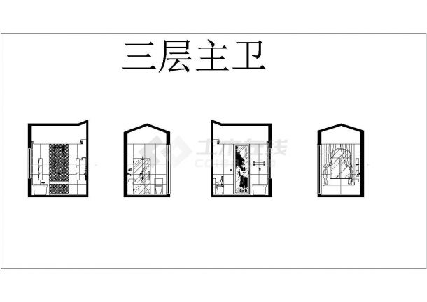 某安徽芜湖圣地雅歌户型样板房装饰设计CAD三层立面图-图一