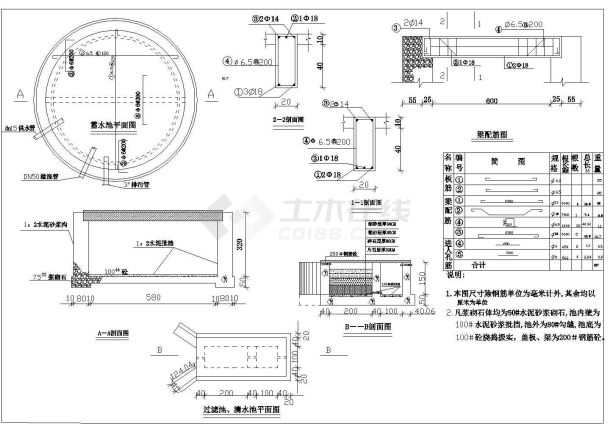 【最新】某圆形水池完整设计CAD图纸-图一