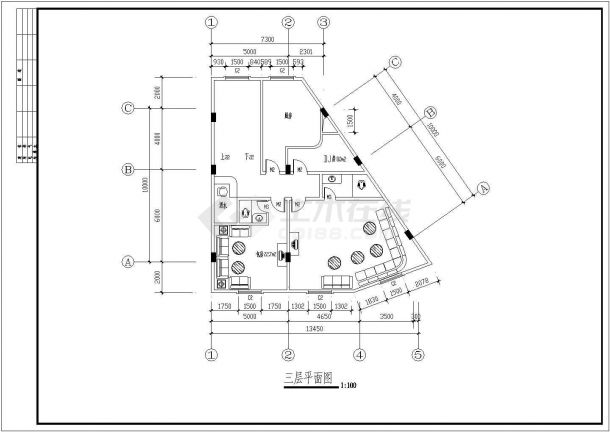 酒店设计_三角形酒店设计平面CAD图-图一